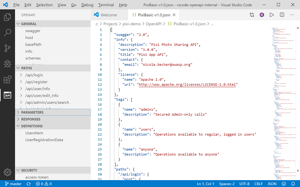 An example screenshot of the OpenAPI extension in VS Code.