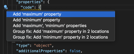 An example screeshot from VS Code that shows the quick fix icon on the left side of the code and the quick fix menu opened.